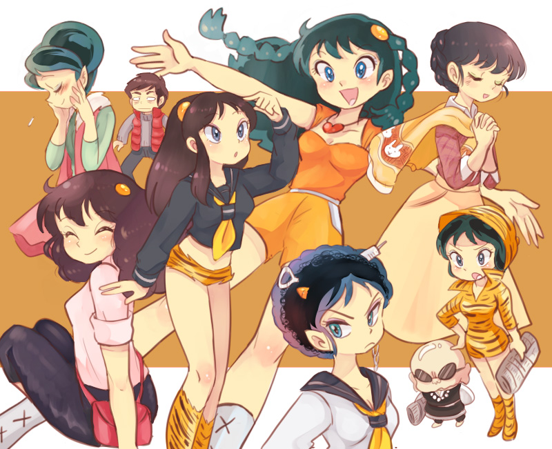 lum, moroboshi ataru, and cherry (urusei yatsura) drawn by oota