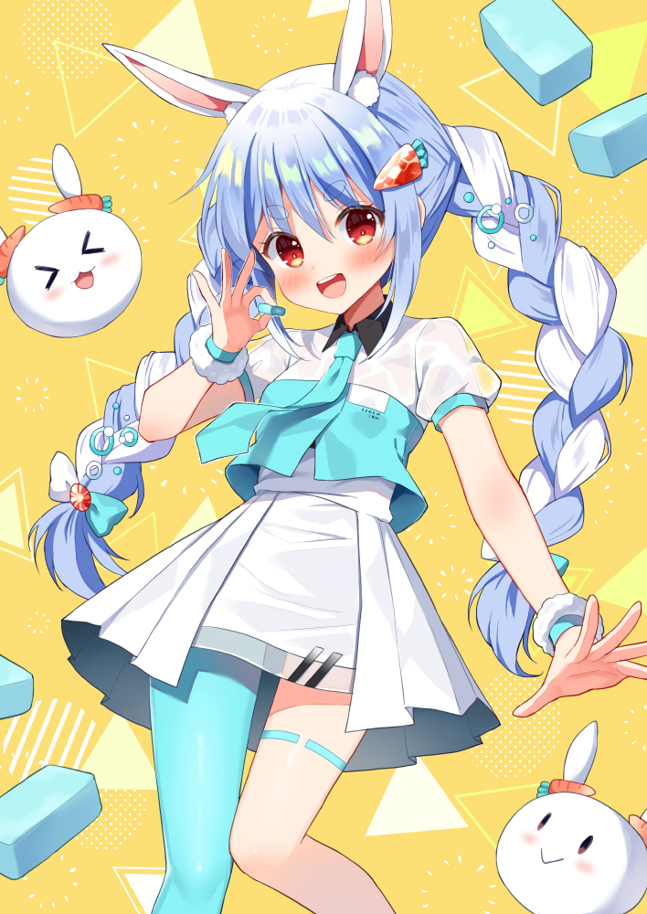 usada pekora and pekomon (hololive) drawn by mauve
