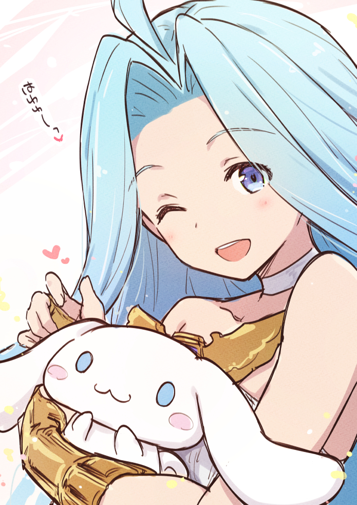 cinnamoroll and lyria (granblue fantasy and 2 more) drawn by kiikii_(kitsukedokoro)