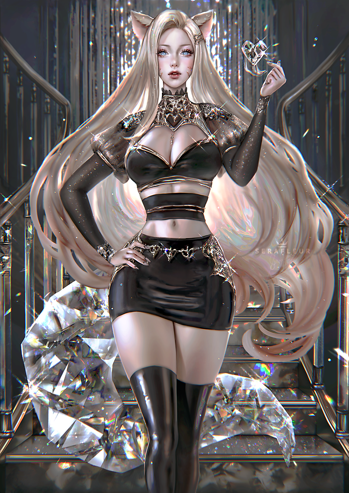 ahri, k/da all out ahri, and the baddest ahri (league of legends) drawn by serafleur