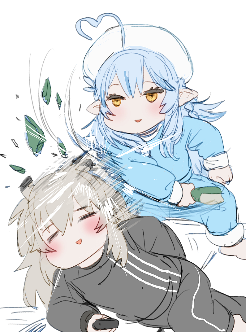 yukihana lamy and shishiro botan (hololive) drawn by bow_(bhp)