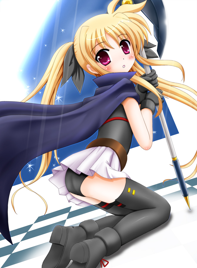 fate testarossa and bardiche (lyrical nanoha and 2 more) drawn by flipper