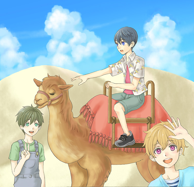 tachibana makoto, nanase haruka, and hazuki nagisa (free!) drawn by nidone_(mmok-e)