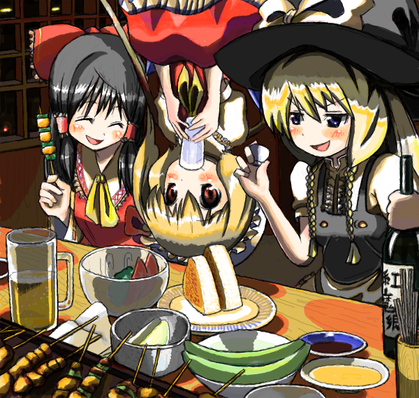 hakurei reimu, kirisame marisa, and flandre scarlet (touhou) drawn by cream_(nipakupa)