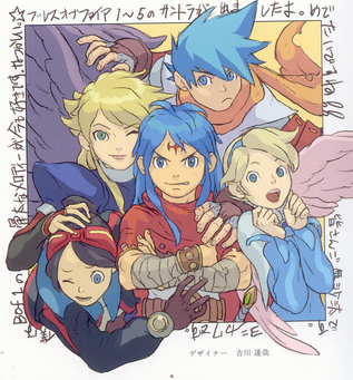 nina and ryu (breath of fire and 5 more) drawn by yoshikawa_tatsuya