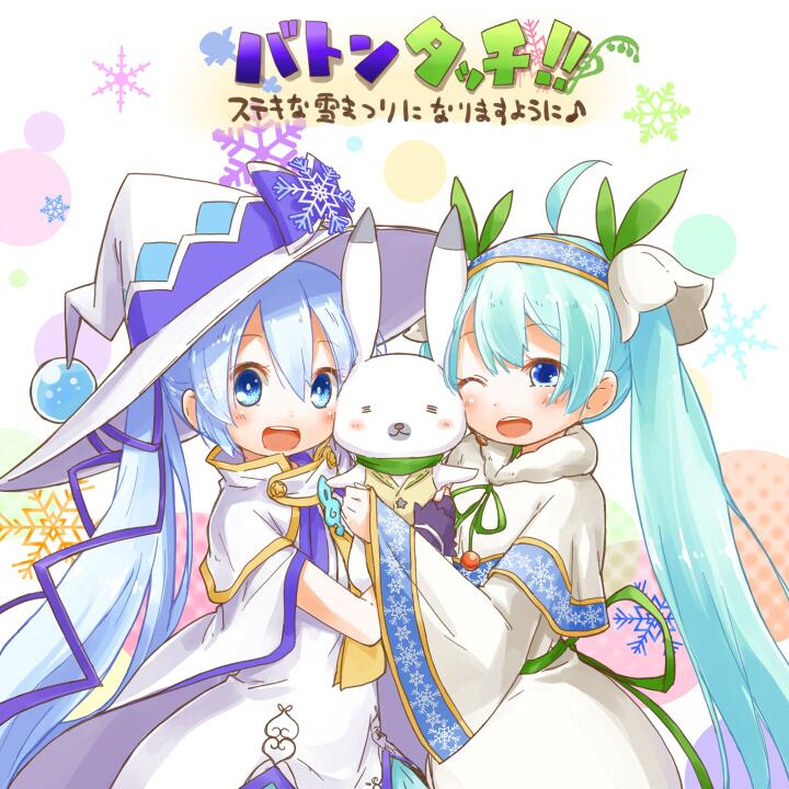 hatsune miku, yuki miku, and rabbit yukine (vocaloid) drawn by dera_fury