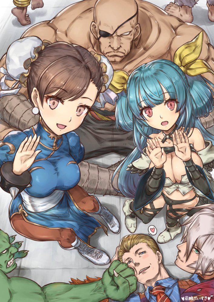 chun-li, dizzy, ryu, dante, blanka, and 3 more (street fighter and 4 more) drawn by tansan_daisuki
