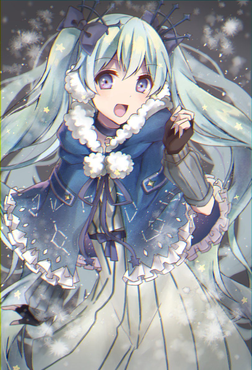hatsune miku and fuyu no yoru miku (vocaloid) drawn by tadaomi_(amomom)