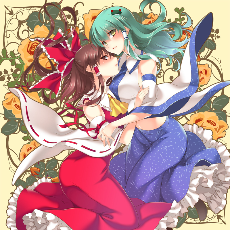 hakurei reimu and kochiya sanae (touhou and 1 more) drawn by ayase_hazuki