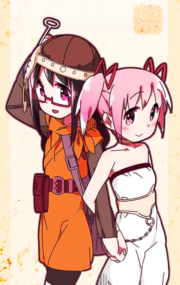 akemi homura, kaname madoka, lucca ashtear, and marle (mahou shoujo madoka magica and 1 more) drawn by muhogame