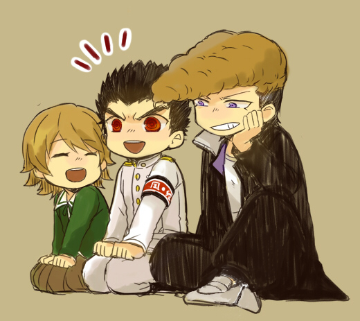 fujisaki chihiro, ishimaru kiyotaka, and owada mondo (danganronpa and 1 more) drawn by tsumuri_(toki_gun)