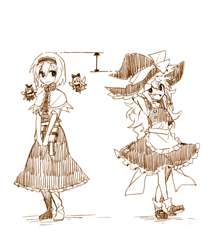 kirisame marisa, alice margatroid, and shanghai doll (touhou) drawn by 6_(yuchae)