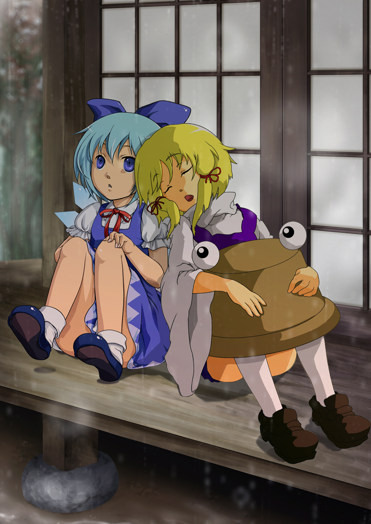 cirno, moriya suwako, and pyonta (touhou) drawn by cocopara