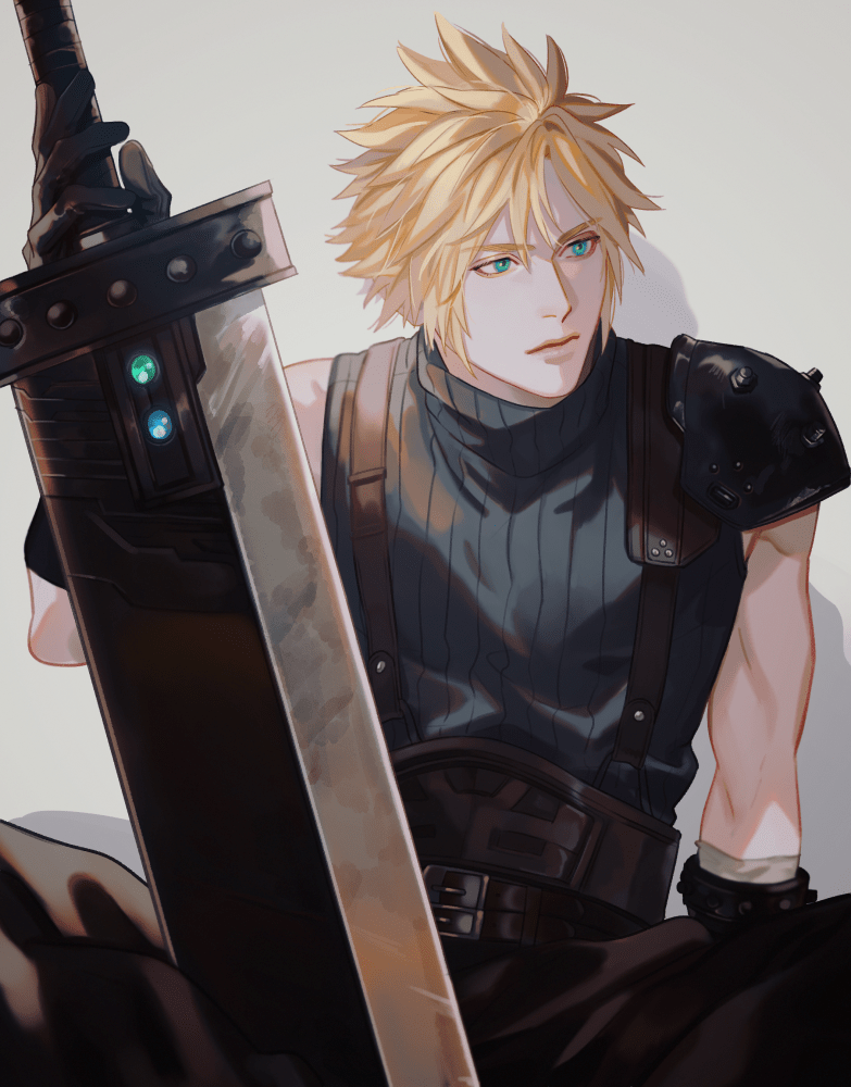 cloud strife (final fantasy and 2 more) drawn by boooshow