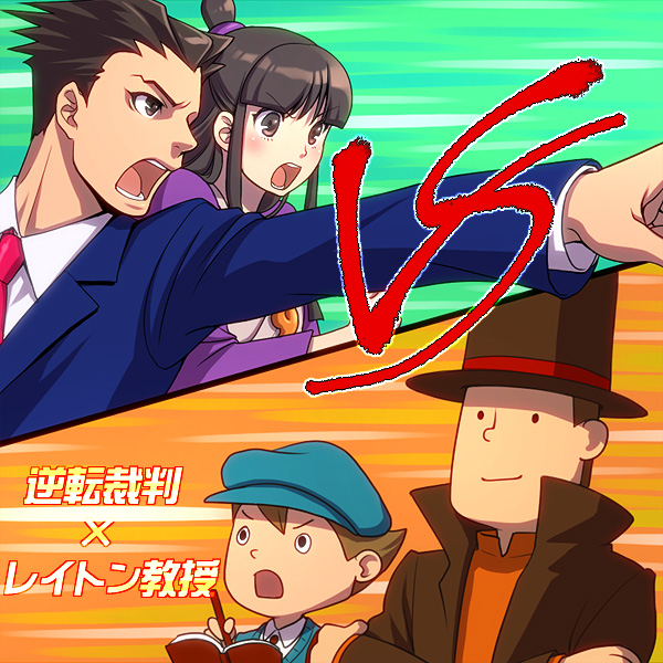 phoenix wright, maya fey, hershel layton, and luke triton (ace attorney and 2 more) drawn by kayu