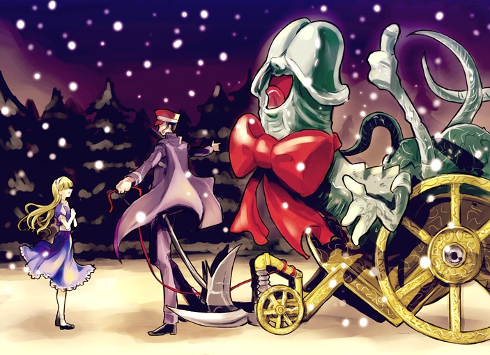 kuzunoha raidou, alice, and mara (shin megami tensei and 1 more) drawn by eu_(pixiv1909)