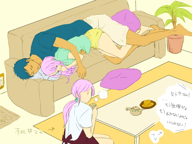aomine daiki and momoi satsuki (kuroko no basuke) drawn by cliniclowns