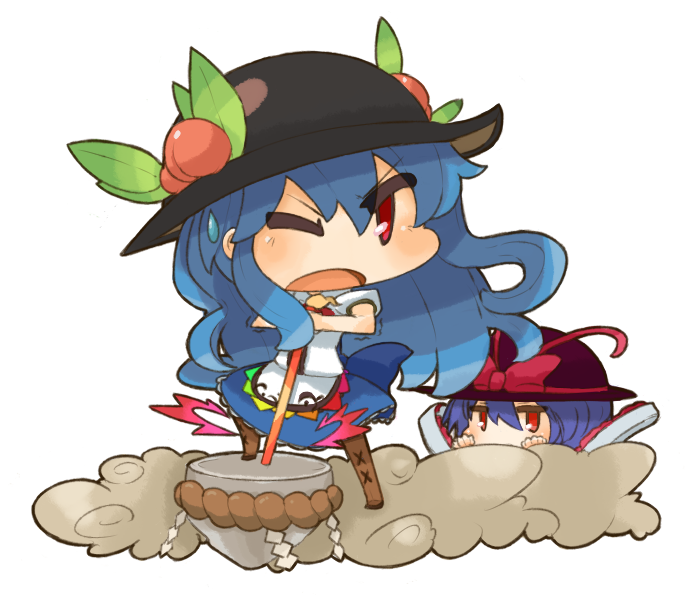 hinanawi tenshi and nagae iku (touhou) drawn by katsudansou