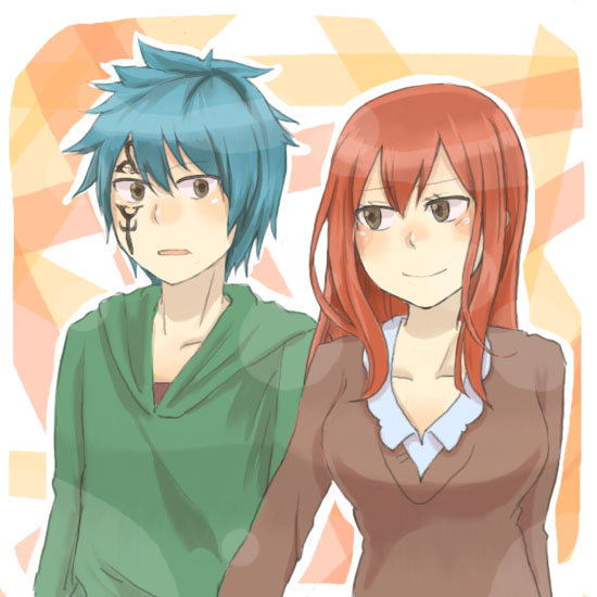 erza scarlet and jellal fernandes (fairy tail) drawn by erinan