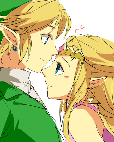 link and princess zelda (the legend of zelda and 1 more) drawn by muse_(rainforest)