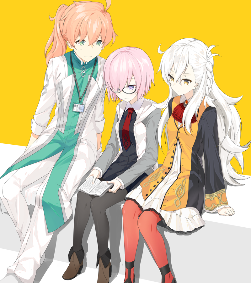mash kyrielight, romani archaman, and olga marie animusphere (fate and 1 more) drawn by eka_eri
