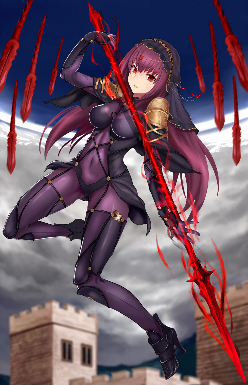 scathach (fate and 1 more) drawn by jirusu