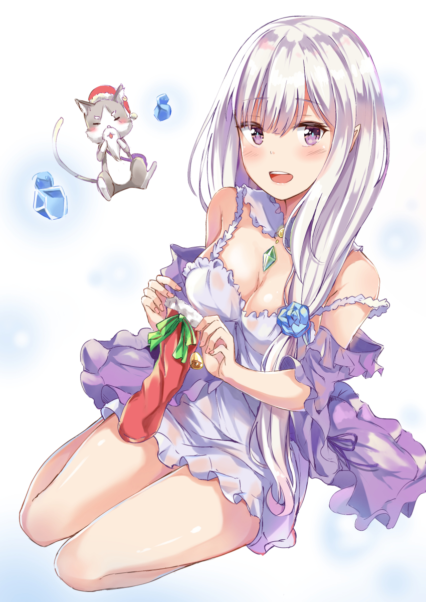 emilia and puck (re:zero kara hajimeru isekai seikatsu) drawn by konka
