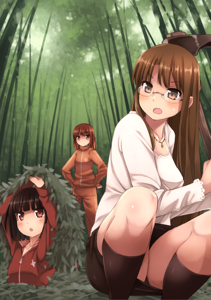 fukube tamaki, akatsuki miho, and oribe shiori (gendai ninjakko zukan and 1 more) drawn by kouno_hikaru