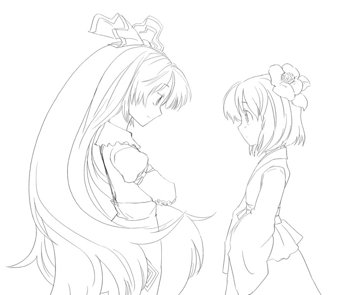 fujiwara no mokou and hieda no akyuu (touhou) drawn by kiriu