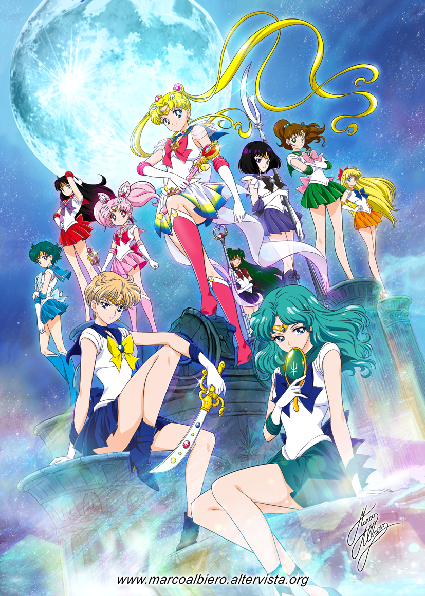 tsukino usagi, sailor moon, mizuno ami, aino minako, hino rei, and 16 more (bishoujo senshi sailor moon and 2 more) drawn by marco_albiero