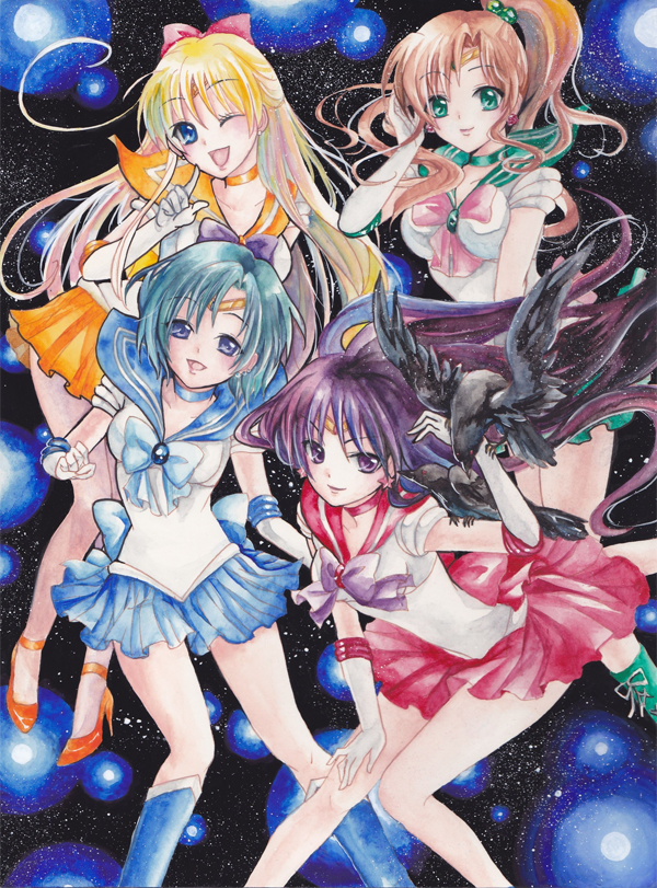 mizuno ami, aino minako, hino rei, kino makoto, sailor mercury, and 5 more (bishoujo senshi sailor moon) drawn by totsuki