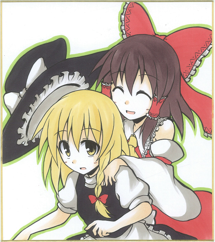 hakurei reimu and kirisame marisa (touhou) drawn by mochizuki_ado