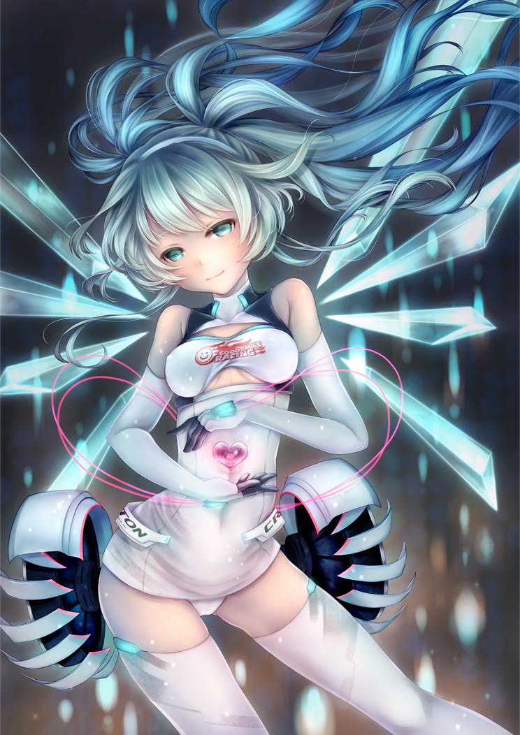 hatsune miku and racing miku (vocaloid and 2 more) drawn by megumi_(piyo7piyo9)