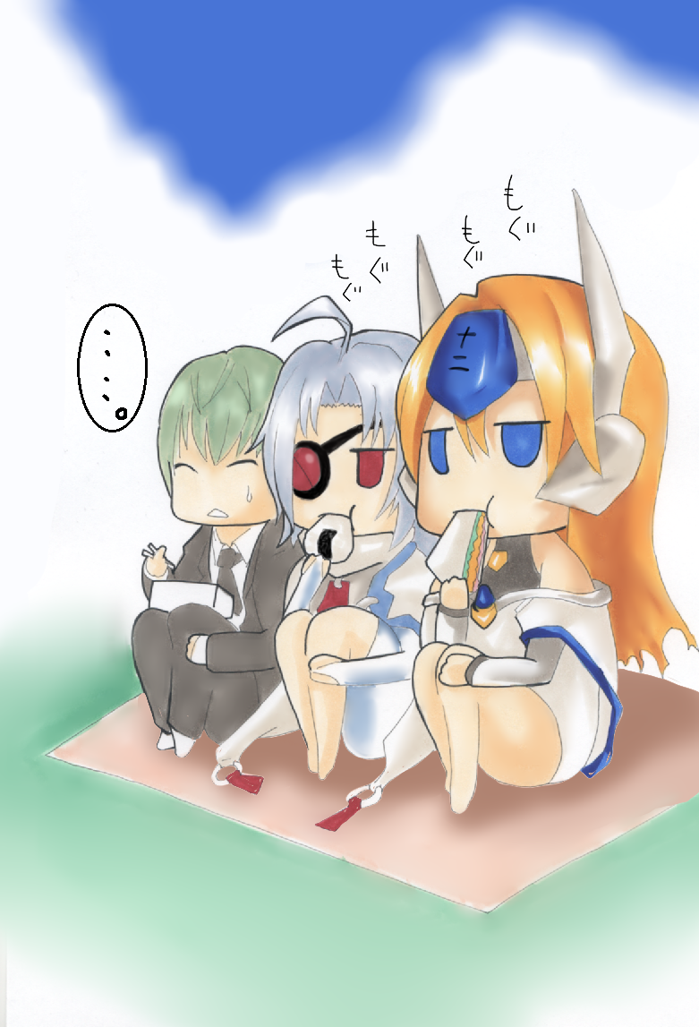 nu-13, hazama, and mu-12 (blazblue) drawn by diabolic-mario