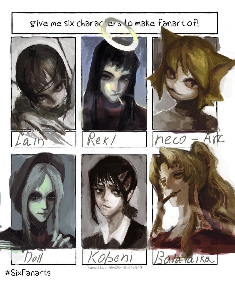 higashiyama kobeni, iwakura lain, neco-arc, plain doll, balalaika, and 1 more (chainsaw man and 5 more) drawn by nahzar777