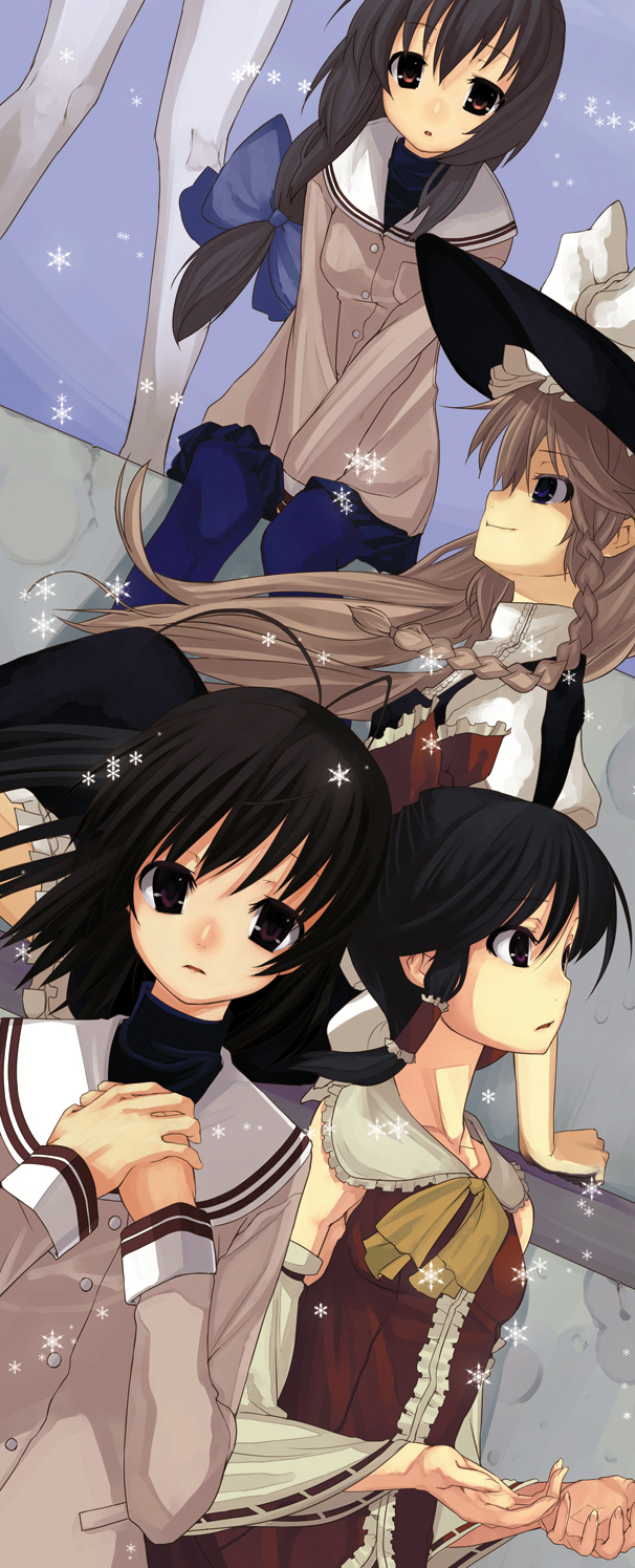 hakurei reimu, kirisame marisa, furukawa nagisa, and ibuki fuuko (touhou and 1 more) drawn by yada_ei