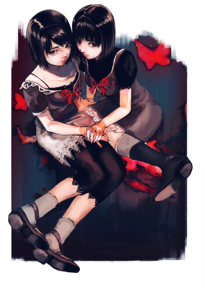 amakura mio and amakura mayu (fatal frame and 1 more) drawn by gauss_<bokashi
