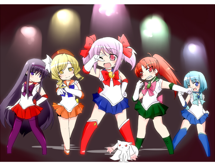 akemi homura, kaname madoka, miki sayaka, sakura kyoko, tomoe mami, and 7 more (mahou shoujo madoka magica and 1 more) drawn by sesield