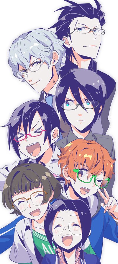 akizuki ryo, iseya shiki, okamura nao, aoi kyosuke, sakuraba kaoru, and 2 more (idolmaster and 1 more) drawn by rice_(rice8p)