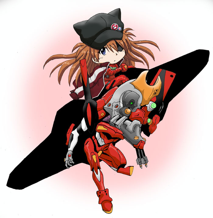 souryuu asuka langley, eva 02, and eva 02 prime beta (neon genesis evangelion and 2 more) drawn by akiran_(r32)