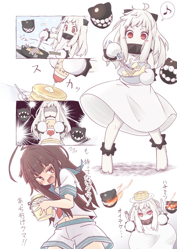 northern ocean princess, kuma, and enemy aircraft (kantai collection) drawn by fujisaki_yuu