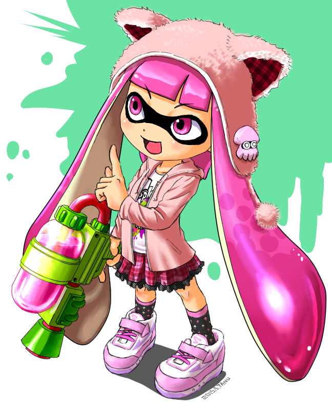 inkling player character, inkling girl, and blooper (splatoon and 2 more) drawn by tanukino
