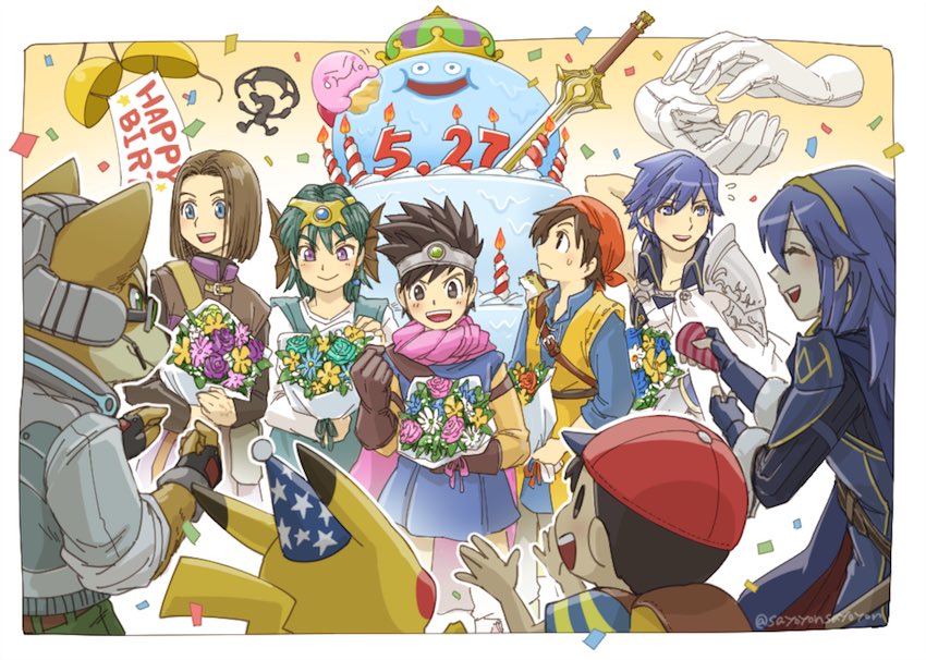 pikachu, kirby, lucina, ness, chrom, and 8 more (pokemon and 13 more) drawn by sayoyonsayoyo