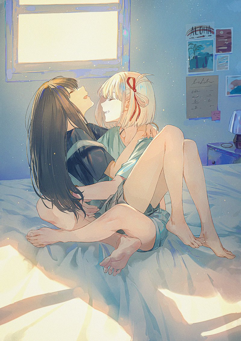 nishikigi chisato and inoue takina (lycoris recoil) drawn by azmodan
