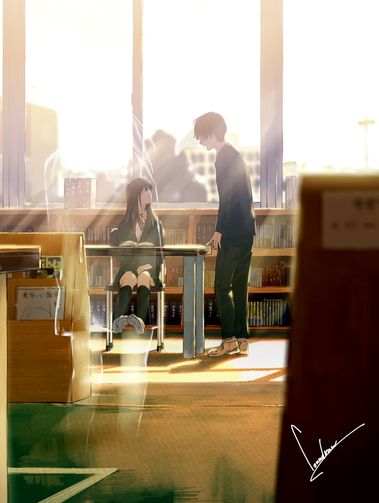 hanejima sora and fujimoto shuuji (reikan kentei) drawn by loundraw