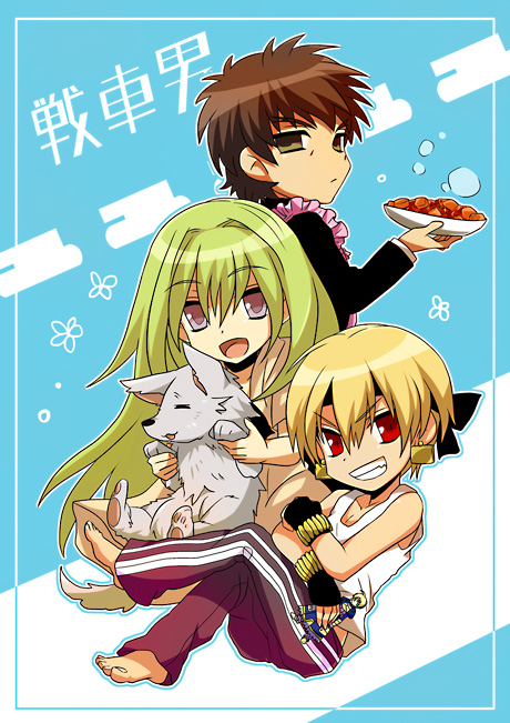 artoria pendragon, saber, gilgamesh, kotomine kirei, and enkidu (fate and 1 more) drawn by uka_(color_noise)