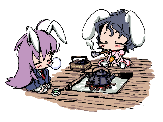 reisen udongein inaba and inaba tewi (touhou) drawn by baku_taso