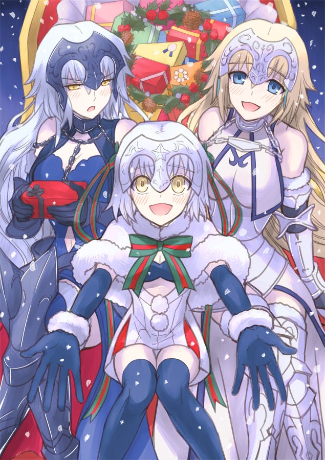 jeanne d'arc, jeanne d'arc alter, and jeanne d'arc alter santa lily (fate and 1 more) drawn by sanada_(teketo)