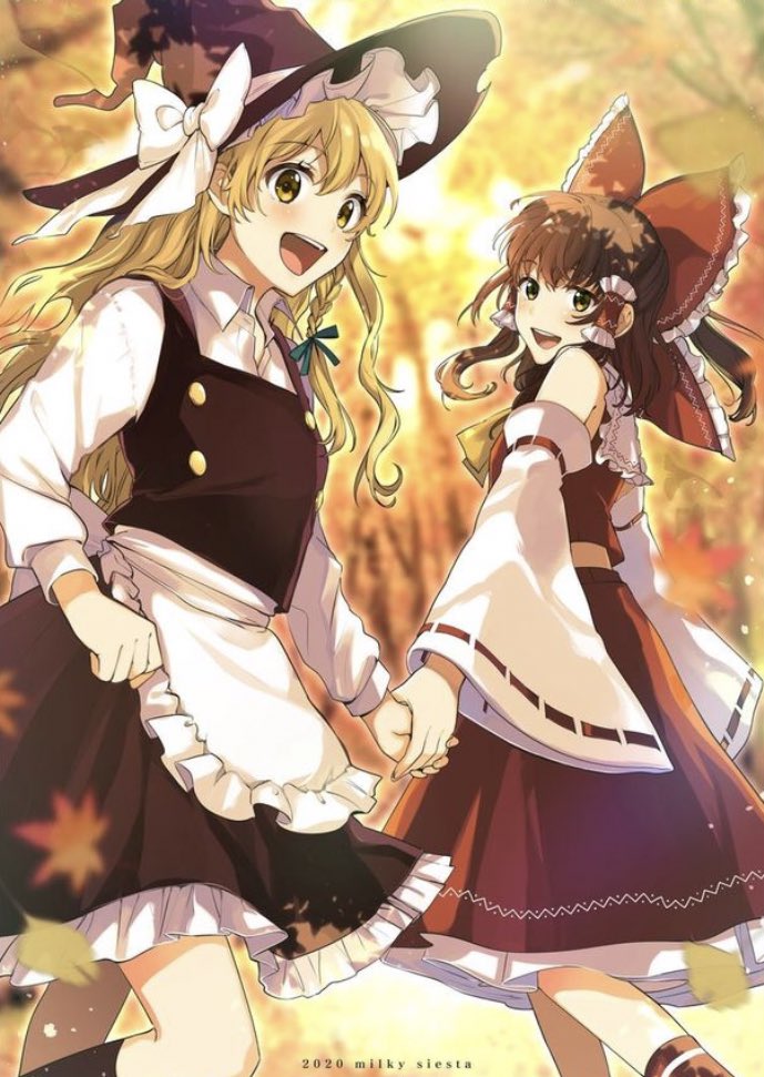 hakurei reimu and kirisame marisa (touhou) drawn by vanilla_(miotanntann)