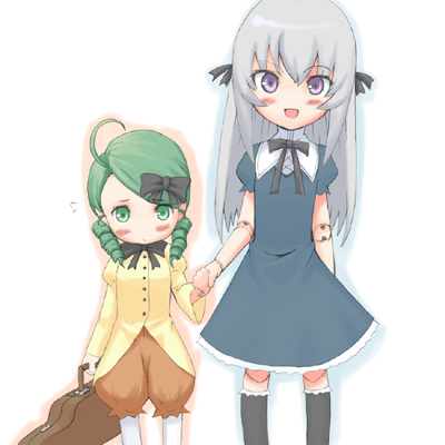 suigintou and kanaria (rozen maiden) drawn by jingai_modoki